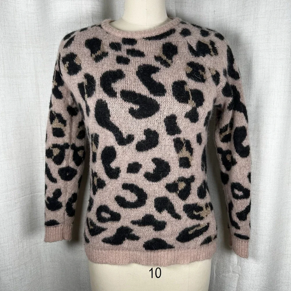 Anthropologie Elsamanda Made‎ in Italy Leopard Print Wool Alpaca Sweater Small